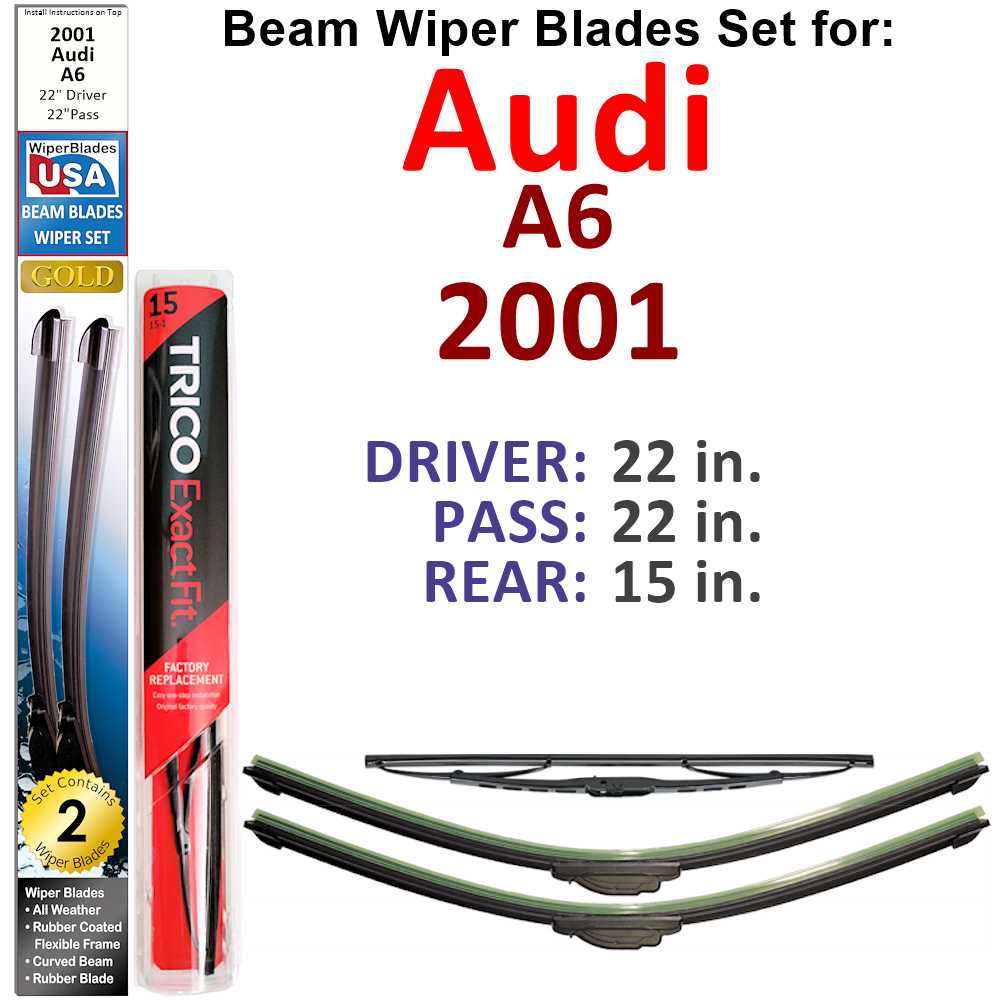 Beam Wiper Blades for 2001 Audi A6 (Set of 3)