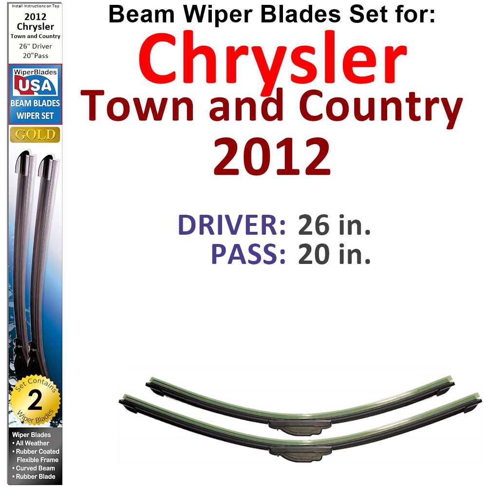 Beam Wiper Blades for 2012 Chrysler Town and Country (Set of 2)