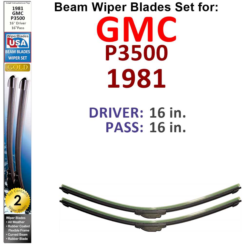 Beam Wiper Blades for 1981 GMC P3500 (Set of 2)
