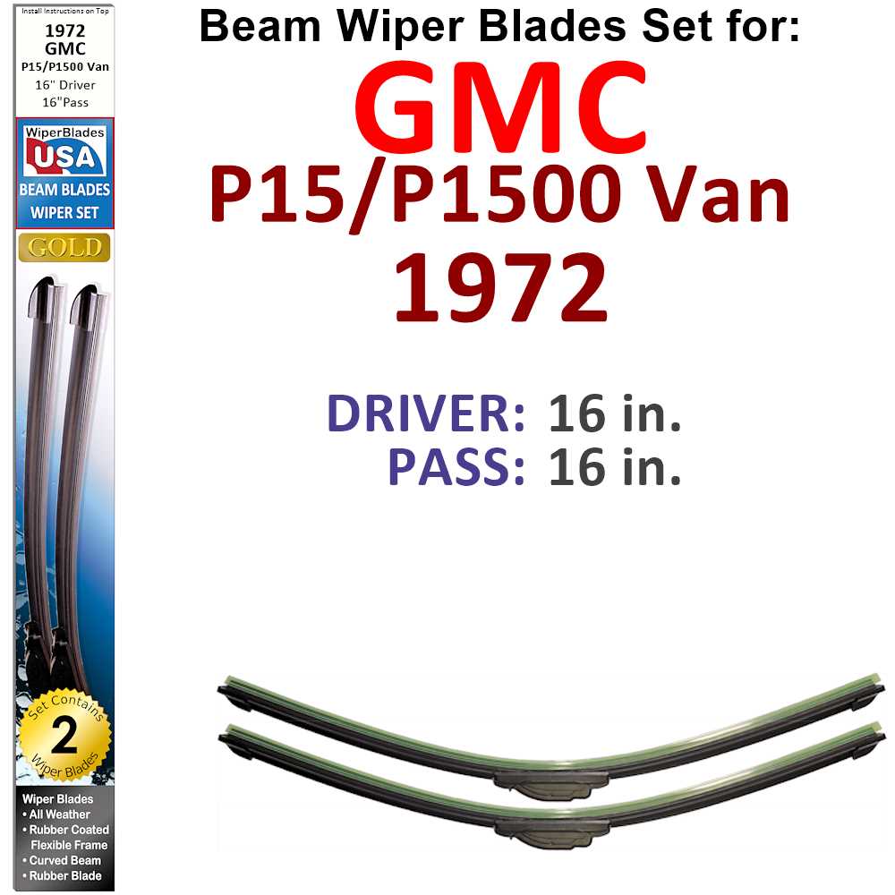 Beam Wiper Blades for 1972 GMC P15/P1500 Van (Set of 2)