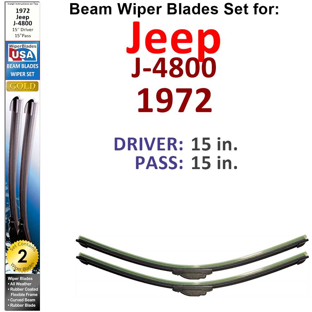 Beam Wiper Blades for 1972 Jeep J-4800 (Set of 2)