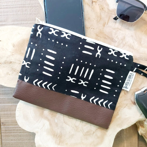 African Print Zipper Pouch | Make-up Bag | Pencil Case | Vegan Leather
