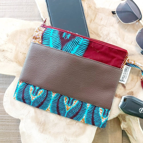 African Print Zipper Pouch | Make-up Bag | Pencil Case | Vegan Leather