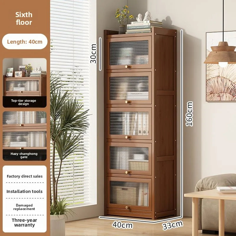 Multi-functional BambooBookcase LargeCapacity Wooden Bookshelf Storage Cabinet Display Rack Home Furniture for Living RoomOffice