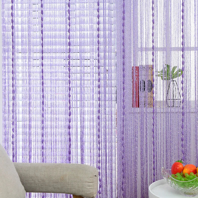 1pc 1x2m Door String Curtain Soft Balls Romantic Glitter Fringe Room Divider Home Decor Wedding Girls Bedroom Window Living Room
