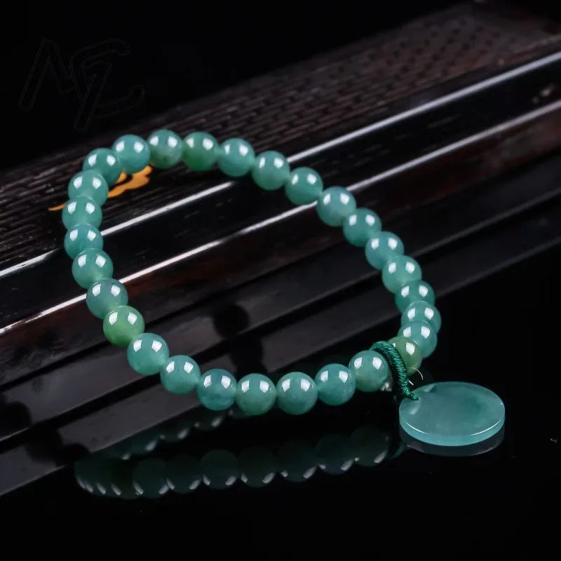 Natural Jadeite Blue Water Nothing Plaque Beads Hand Knitting Bracelet Luxury Jewelry Fashion Jewelry Charms Gift Certificate