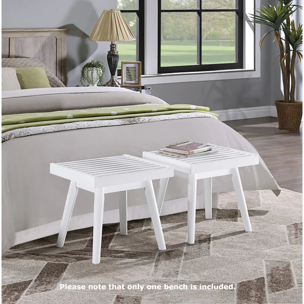 Farmhouse Style Solid Wood Slatted Bench Entryway or Bedroom Indoor Use Durable New Zealand Pine Assembly Required