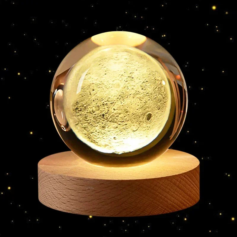 3D Crystal Ball Led Night Light Christmas Creative Gift Holiday Planet Crystal Ball Ornament Children Lamp Bedroom Ambient Light