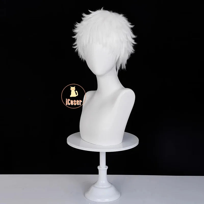 asdh8@iCoser Anime The Summer Hikaru Died Hikaru Indou Cosplay Wig White Short Hair Carnival Halloween Party for Women Men Festi
