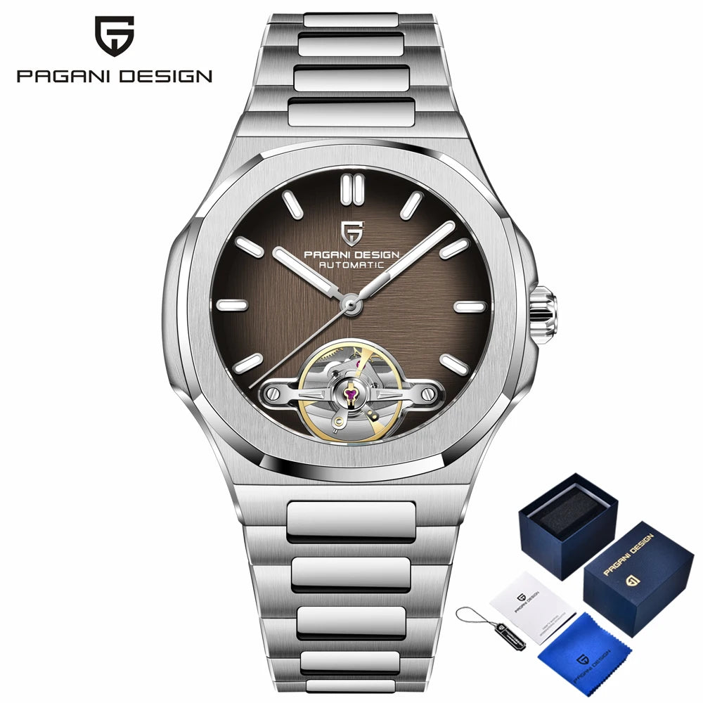 PAGANI DESIGN 2025 new Sapphire automatic mechanical watch men's gift gift box stainless steel men's watch 50 meters waterproof