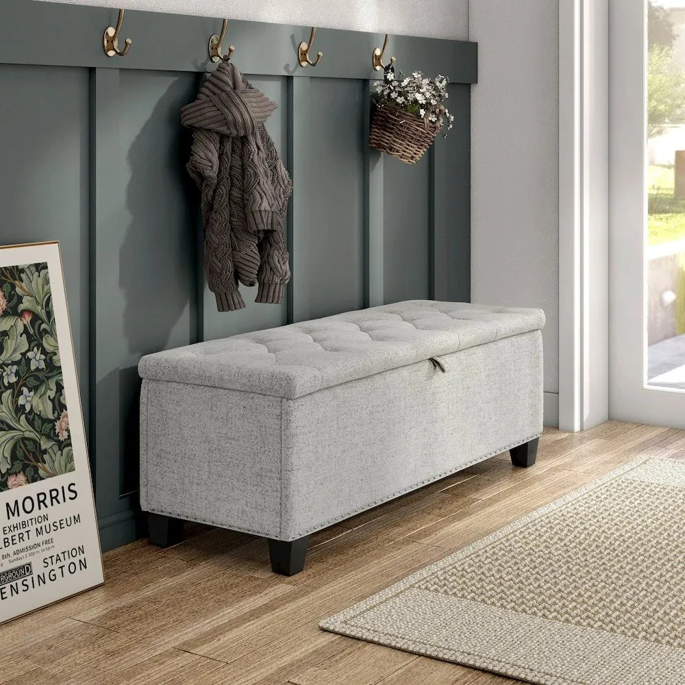 Furniture of America Ullan Storage Bench for Living Room, Bedroom, Easy Assembly