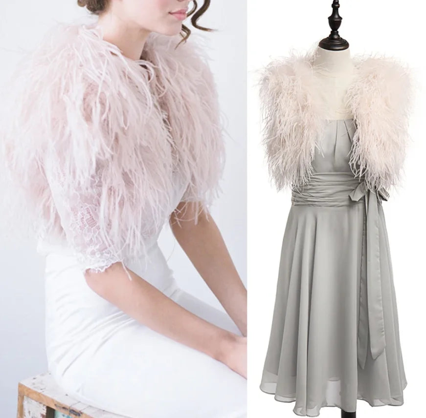 Luxurious Ostrich Fur Feather Boleros Bridal Fur Shawl Marriage Shrug Coat Bride Winter Wedding Party Boleros