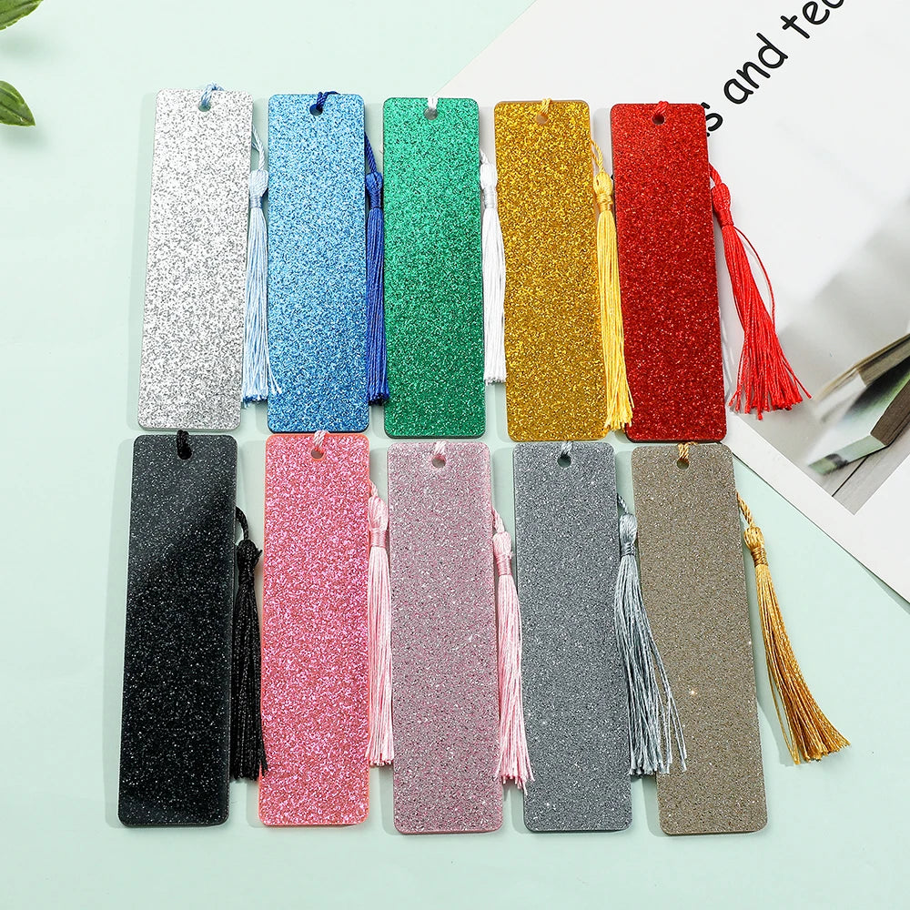 10 Styles New Bling Bling Creative Acrylic Bookmark with Tassel Christmas Party Decor Back To School Gifts