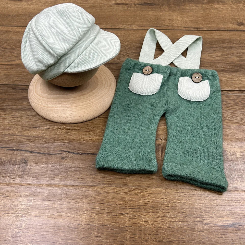 ❤️Newborn Photography Clothing Hat+Suspenders 2Pcs/set Studio Baby Boys Photo Props Accessories Clothes Outfits Fotografia