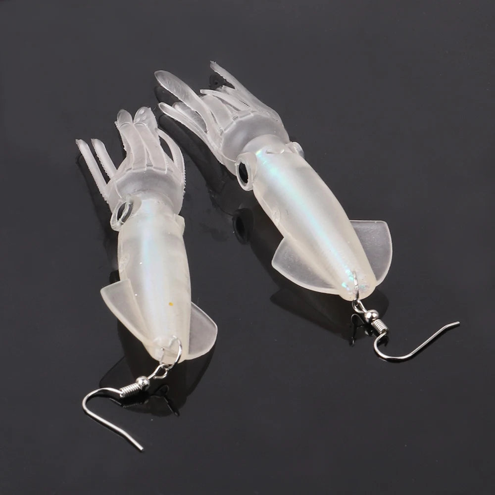 Noctilucence Color Tube Squid Drop Earrings for Women Giant Jelly Bionic Soft Lure Marine Animal Earring Fishing Lovers Gifts