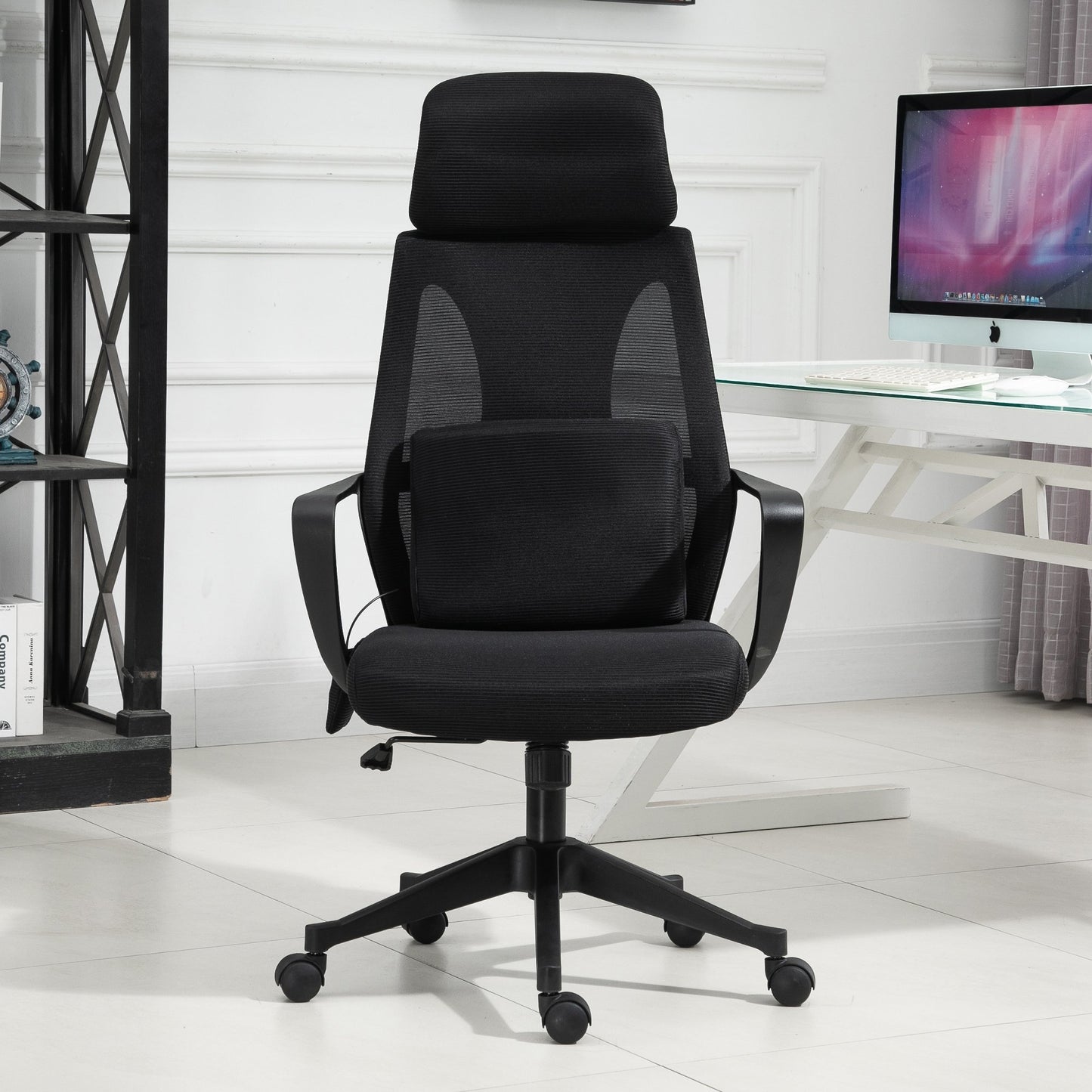 Vinsetto Ergonomic Swivel Office Chair With Massage Lumbar Cushion