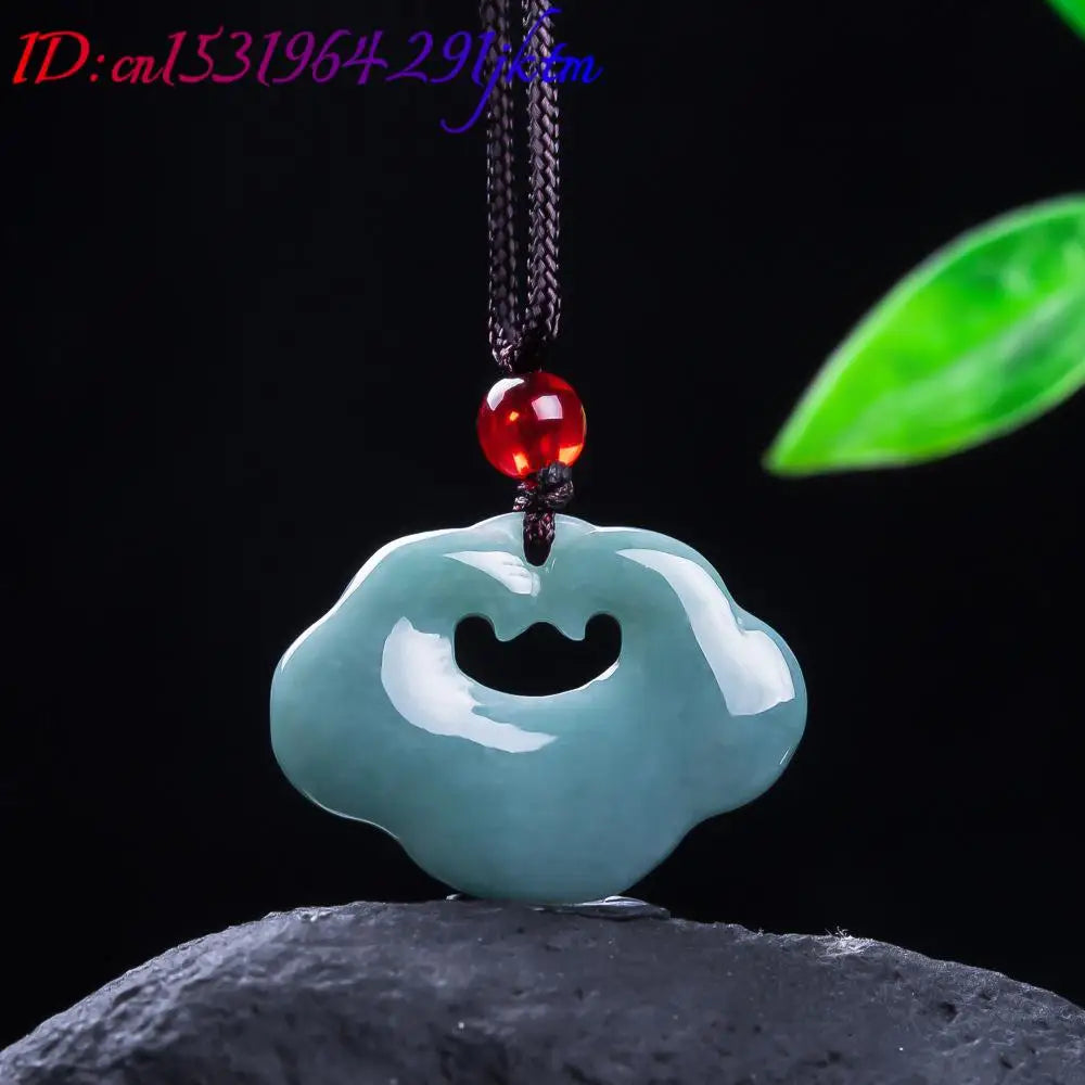 Natural Myanmar Jadeite Ruyi Pendant Necklace Fashion Carved Amulet Real Jade Jewelry Designer Accessories Gifts for Women