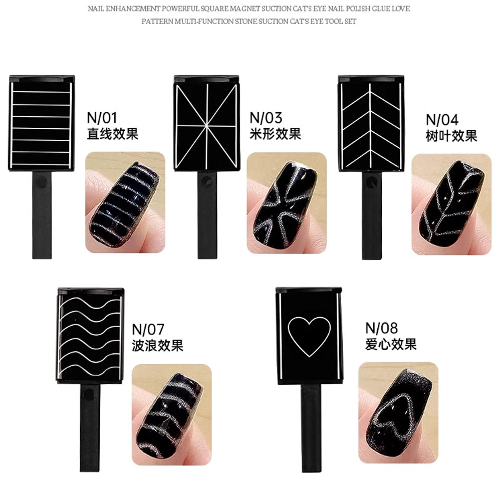4/5Pcs Mixed Cat Eye Nail Magnetic Rod Powerful Lines Heart-Shaped Magnet UV Gel Polish Stick Nail Art Design DIY Manicure Tools