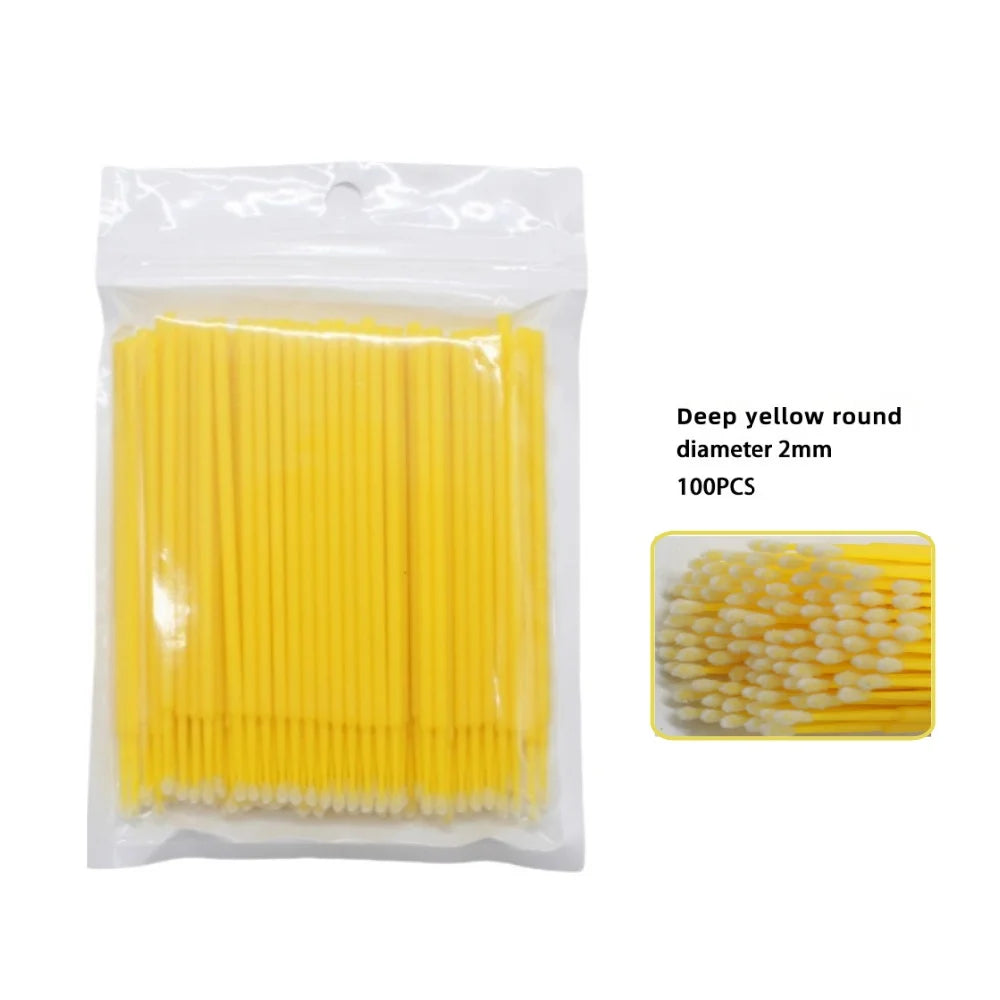 100PCS Disposable Eyelash Cleaning Brush Extension Micro Cotton Swab Eyelashes Microbrush Beauty Makeup Clean Remover Tools