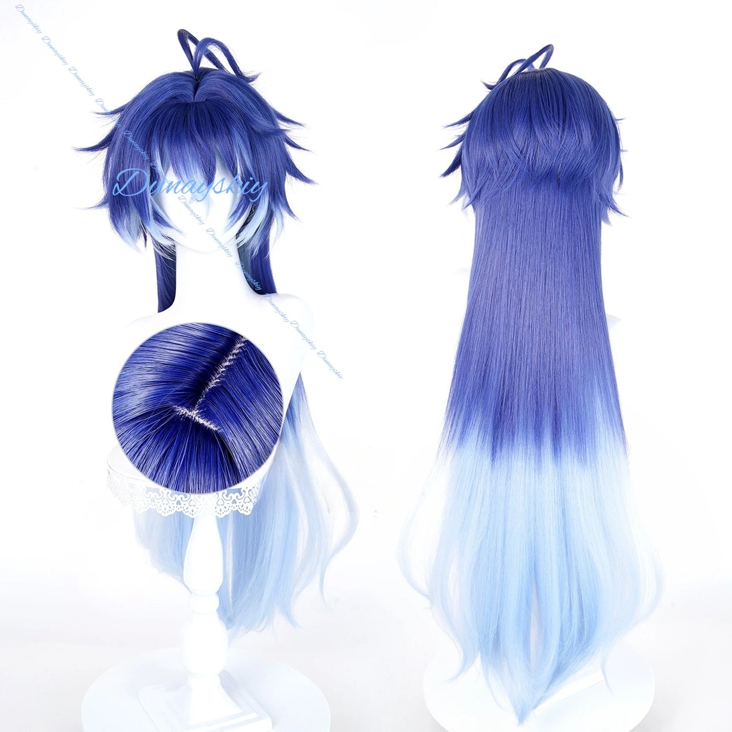 Game Genshin Impact Flins Cosplay Wig Long Blue Heat Resistant Synthesis Hair Halloween Carnival Party Wigs For Women Men