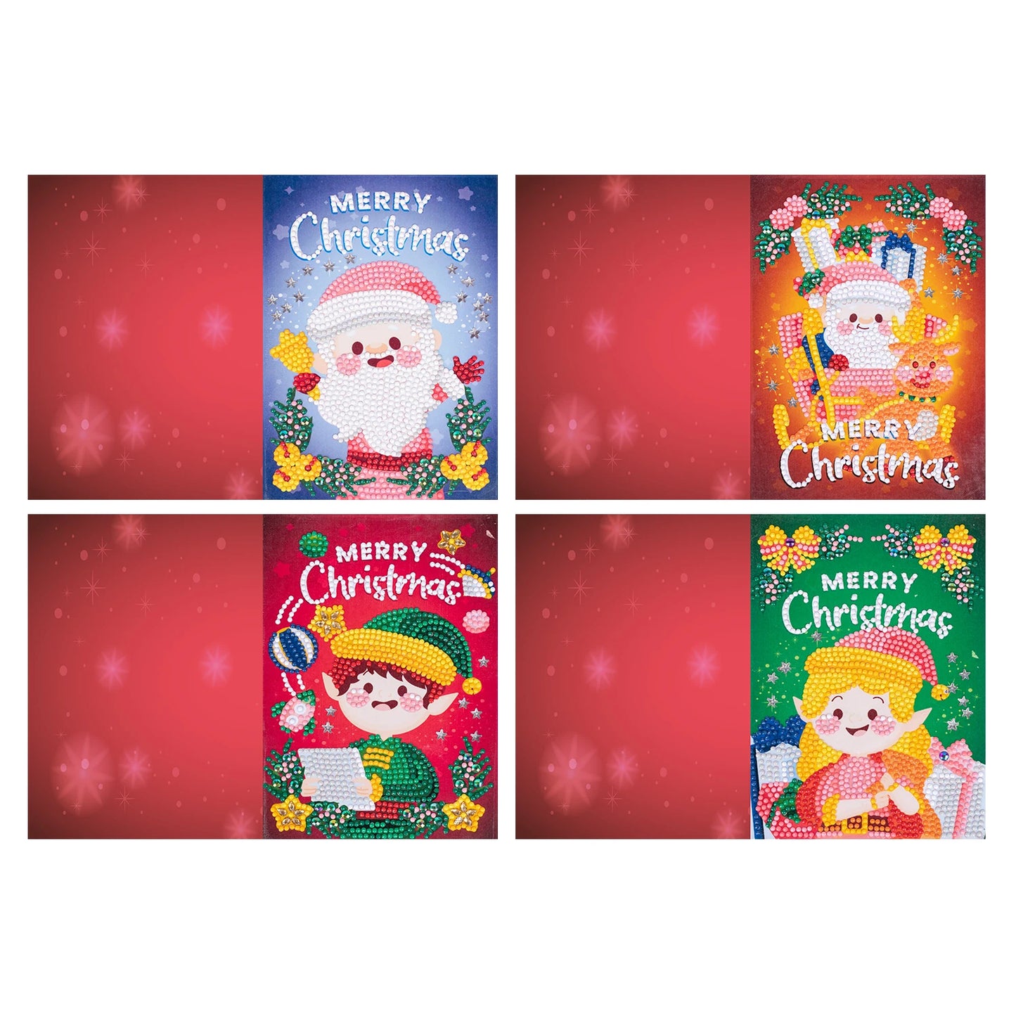 4 pcs Diamond Art Painted Greeting Card, Christmas Balloon 5D DIY Special Shape Diamond Card Creative Gift