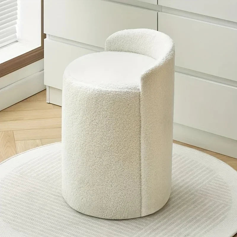 Chic Cylindrical Vanity Stool - Sturdy Frame, Soft Cushion, Space - Saving, Ideal for Bedroom & Living Room