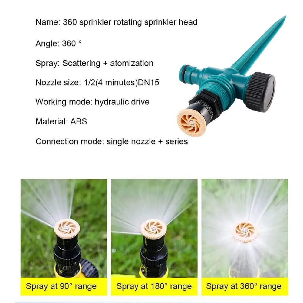 Garden Sprinkler 360° Rotation Irrigation Watering System Automatic Agriculture Lawn Greenhouse Adjustable Plug Spray Nozzle