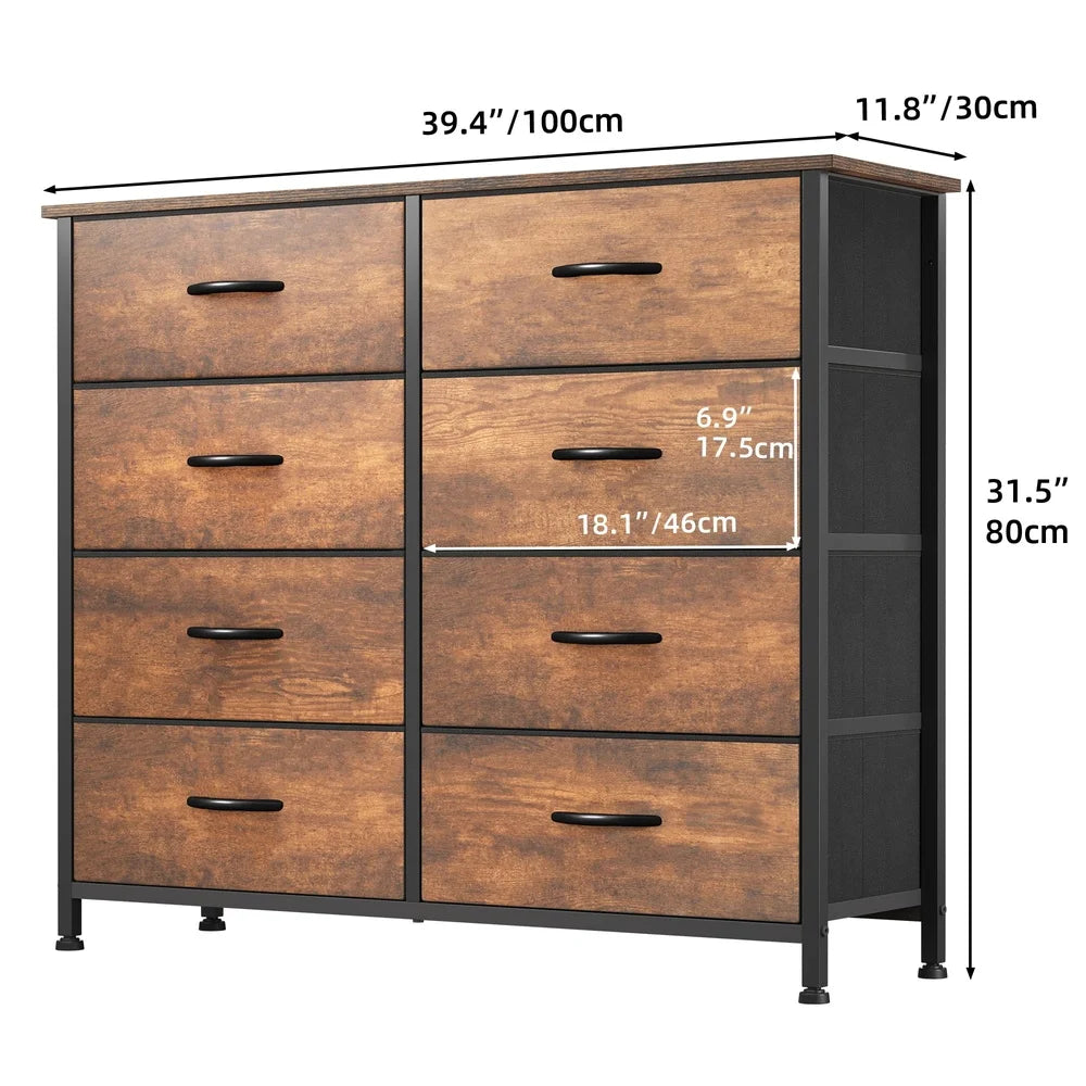 8-Drawer Fabric Dresser Sturdy Organizer Adults Teens Bedroom Closet Versatile Storage Unit with Adjustable Feet Anti-Tip Kit