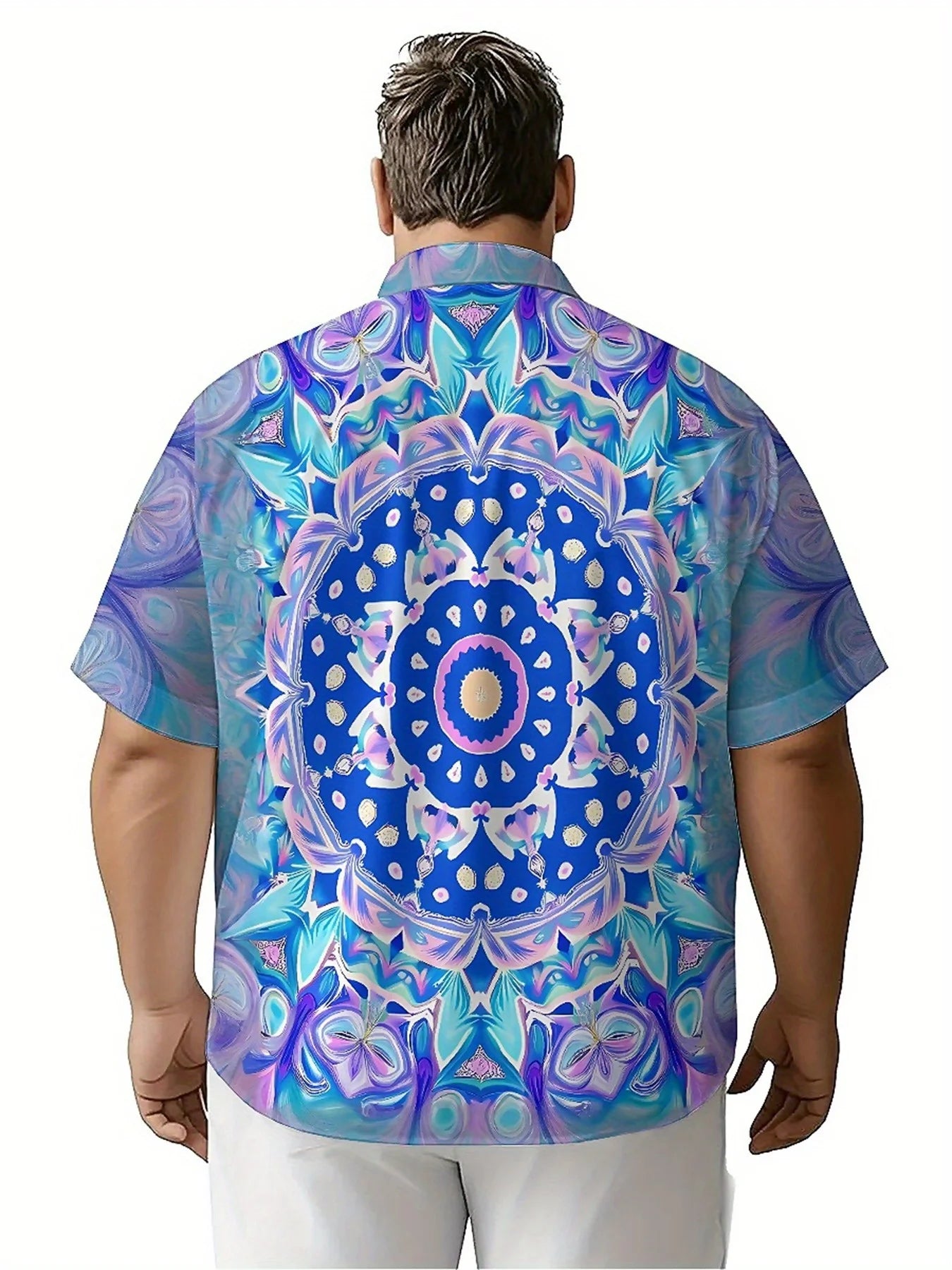 Men's Plus Size Hawaiian Shirts Dream Mandala Prints Pattern, Unisex Aloha Shirts,New in Summer Tops Tee,streetwear