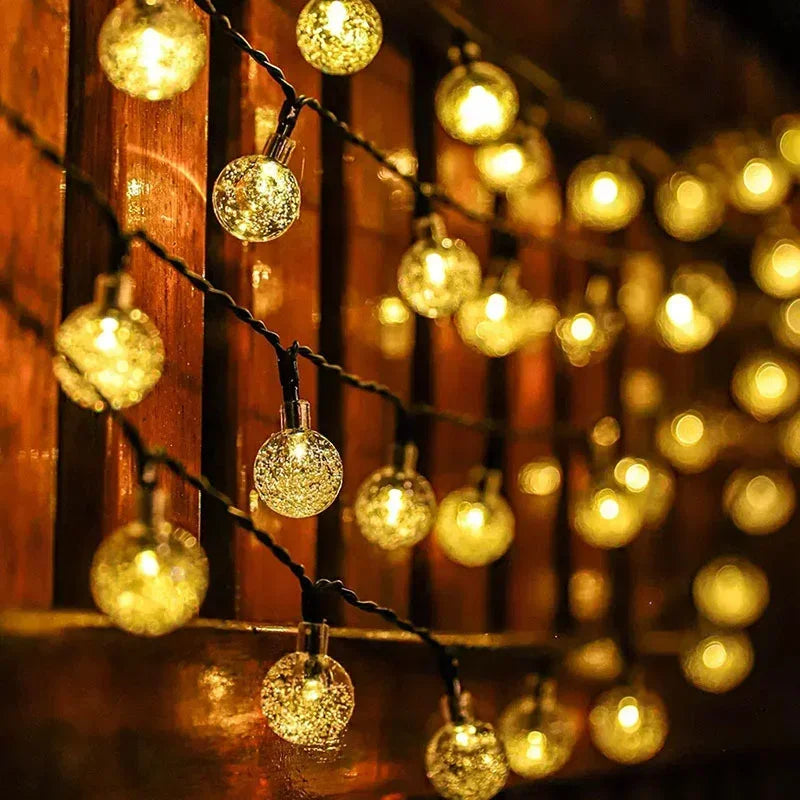Holiday Solar Bubble String Lights 8 Lighting Modes Garden Street Tree Yard Party Christmas Outdoor Camping Parterre Decoration