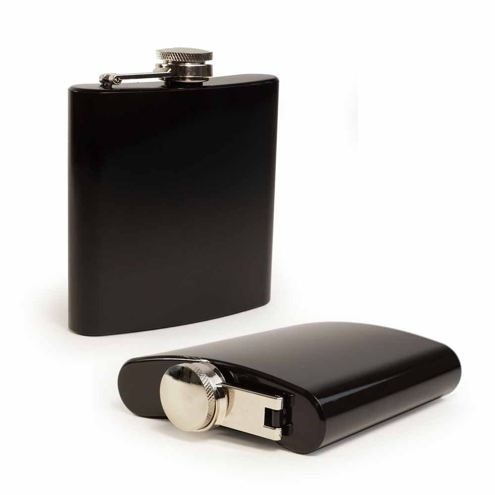 Tuff Luv I13-3 6 oz Modern Style Hip Flask, Smooth Black Gloss - S