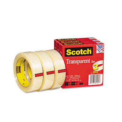 3M 600723PK Transparent Tape 600-72-3PK 1 X 2592 3 core transpare