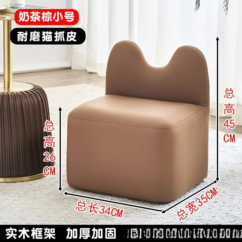 household high-end living room luxury shoe change stool with backrest footstool sofa hair stool
