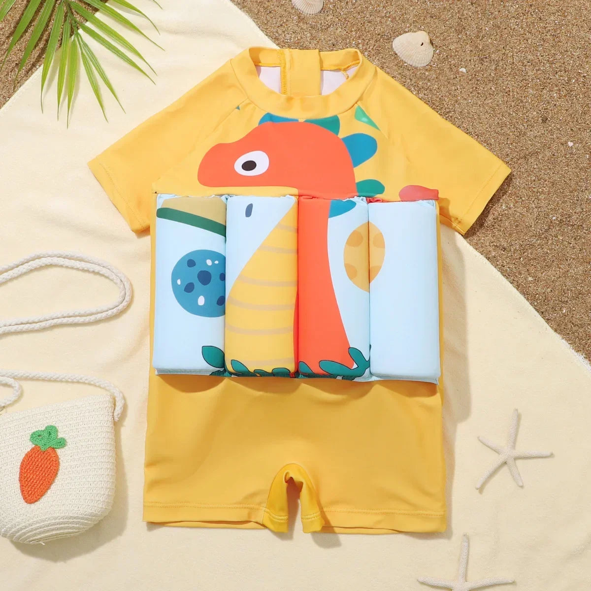 1-6T Children's Buoyancy Swimsuit Cartoon Swimwear Kid One-Piece Floating Rash Guards Bathing Clothes Boys Girls Swimming Suits