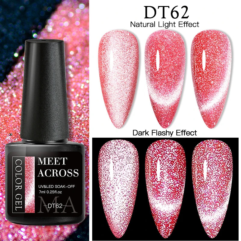 9D Reflective Magnetic Gel Nail Polish 7ml Shiny Glitter Cat Eye Nail Gel Varnishes Semi Permanent Soak Off UV Gel Nail Art