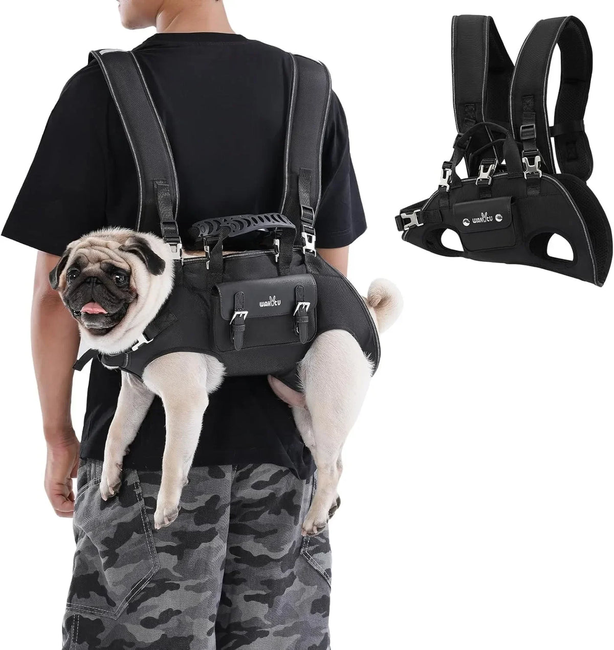 Dog Backpack Carrier for Dogs,Dog Lift Harness,Adjustable Padded Breathable Straps for Dogs, Disabled, Joint Injuries, Arthritis