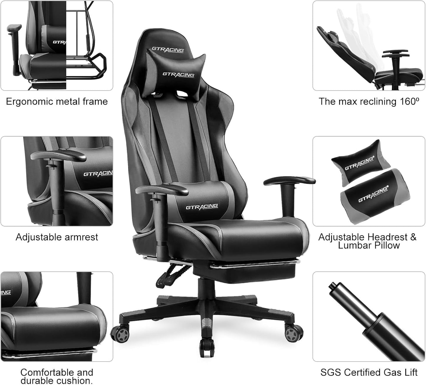 Ergonomic Gaming Chair With Footrest For Long Sessions Gray