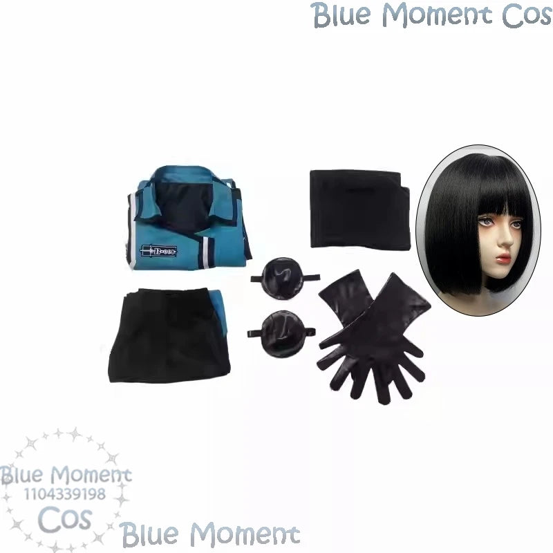 Amatori Chika Anime World Trigger Cosplay Blue Battle Uniform Coat Shirt Shorts Gloves Wig Woman Girl Halloween Party Carnival