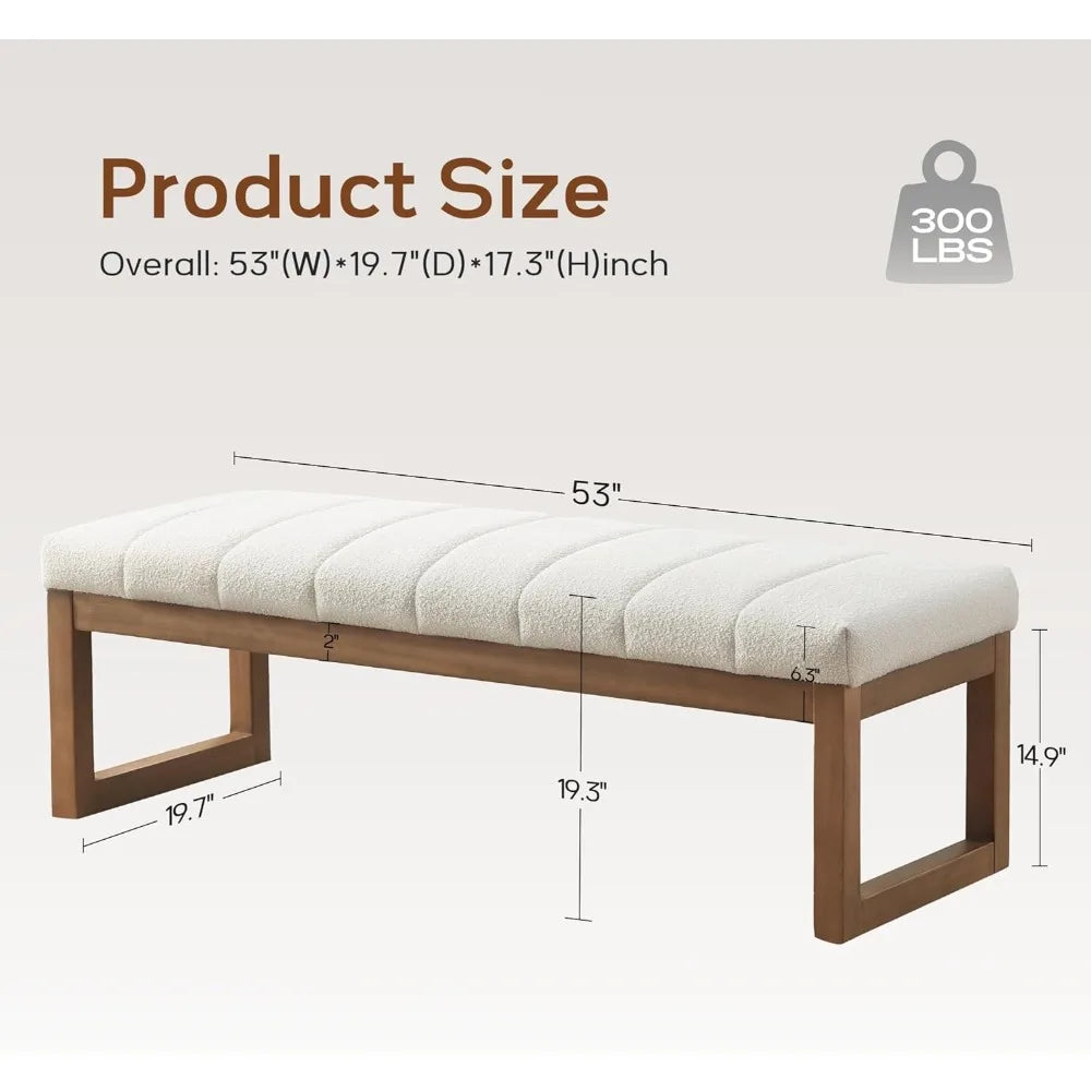 Bedroom Bench for End of Bed, Modern Upholstered Teddy Fabric Entryway Bench & Dining Bench, Footrest Stool Bench