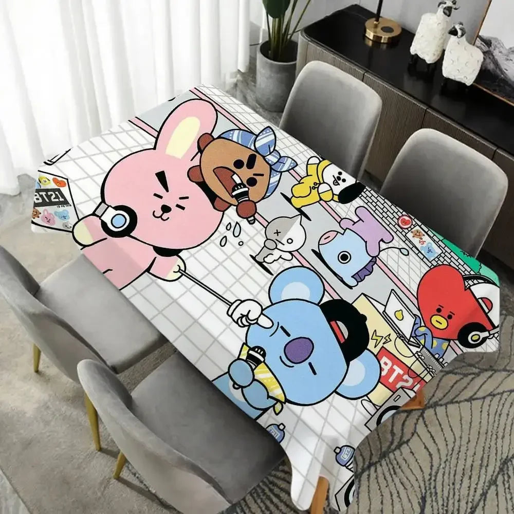 Cartoon B-BT-S 21 Cute Table Cloth Indoor Outdoor Waterproof Decoration Rectangular Picnic Tablecloth