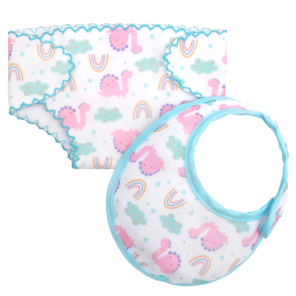 14-18 Inch Newborn Baby Doll Underwear Set Baby Doll Diapers and Bibs Underpants Doll Clothes Accessories