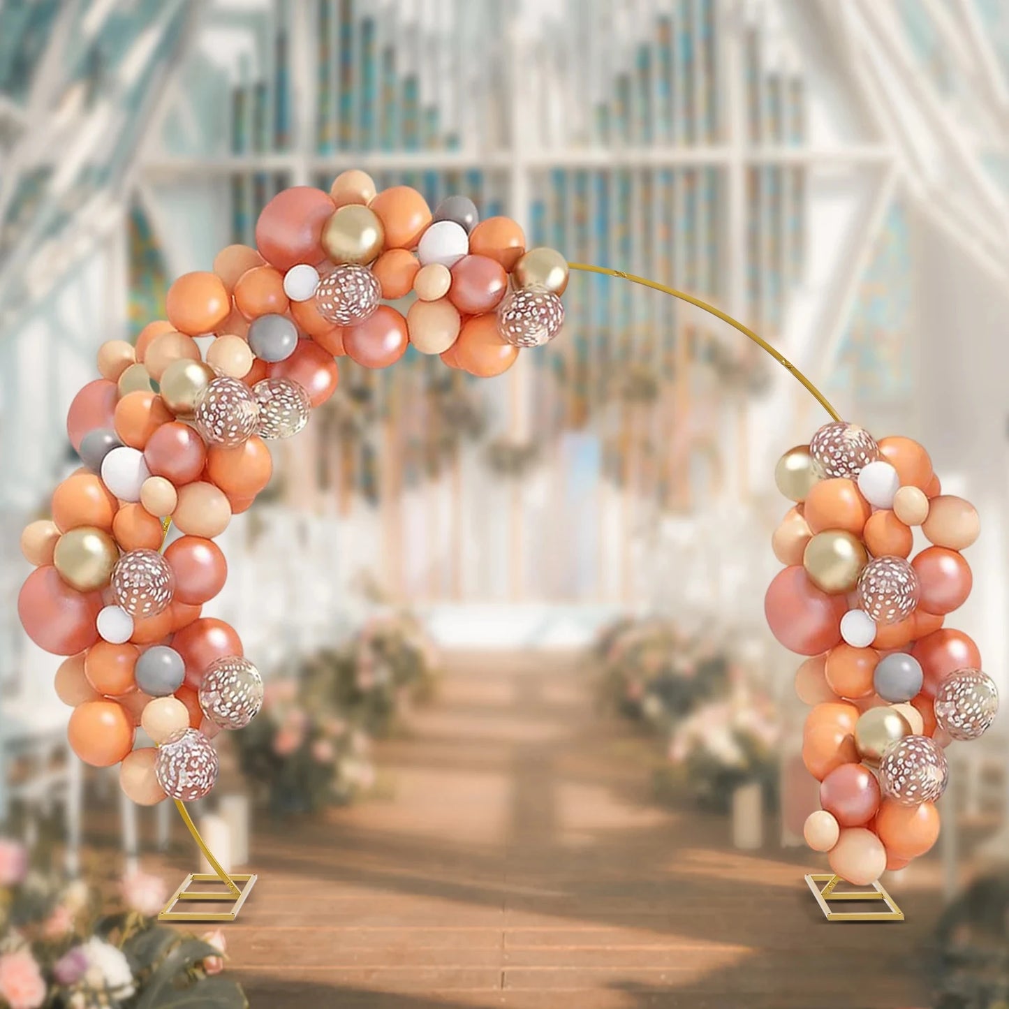 8ft/9.5ft White Round Metal Wedding Arch,Circle Balloon Arch Stand for Garden, Yard, Wedding, Bridal, Indoor Outdoor Party
