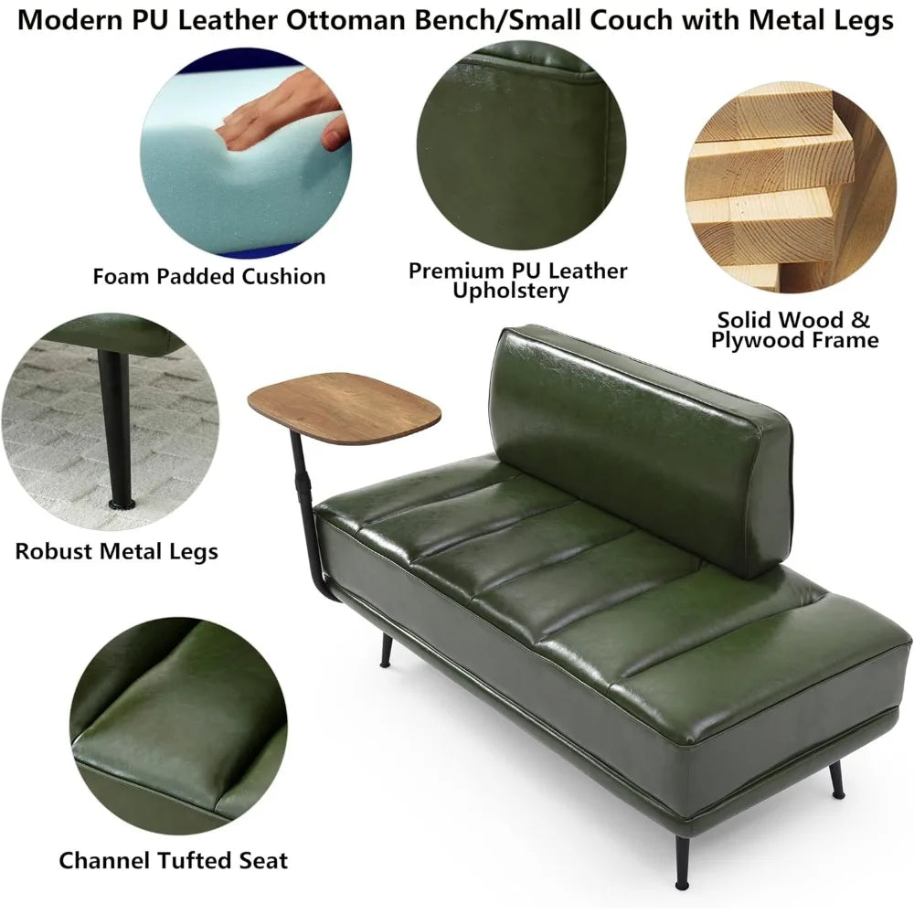 PU Leather Bedroom Ottoman Bench 53.2" Long Ottoman Benches for Living Room Bed End Rectangular Window Entryway Bench