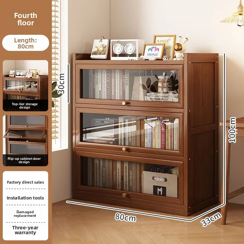 Multi-functional BambooBookcase LargeCapacity Wooden Bookshelf Storage Cabinet Display Rack Home Furniture for Living RoomOffice