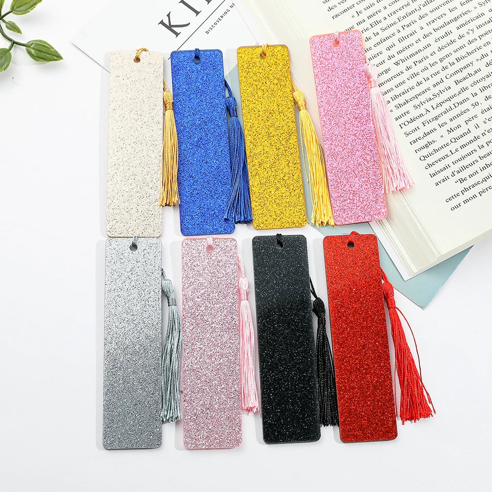10 Styles New Bling Bling Creative Acrylic Bookmark with Tassel Christmas Party Decor Back To School Gifts