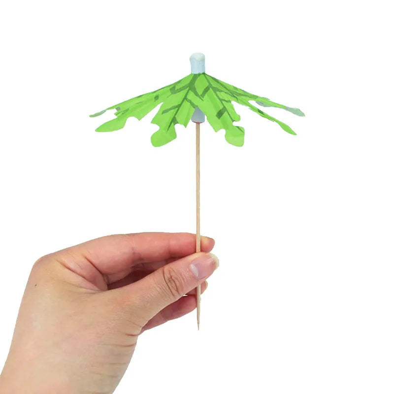 10-30pcs Tropical Palm Tree Paper Umbrella Cocktail Food Fruit Picks Cupcake Toppers Hawaiian Birthday Party Wedding Decorations
