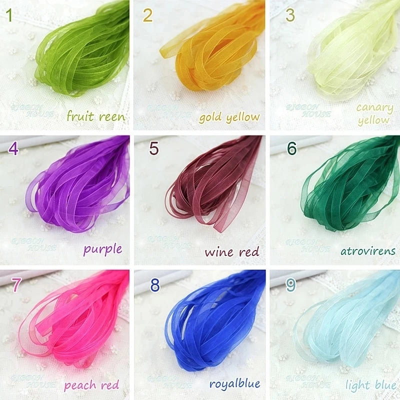 (40 meters/pack) 1/4''(6mm) Organza Ribbons Wholesale Gift Wedding Christmas Decoration Wrapping ribbons Handmade DIY