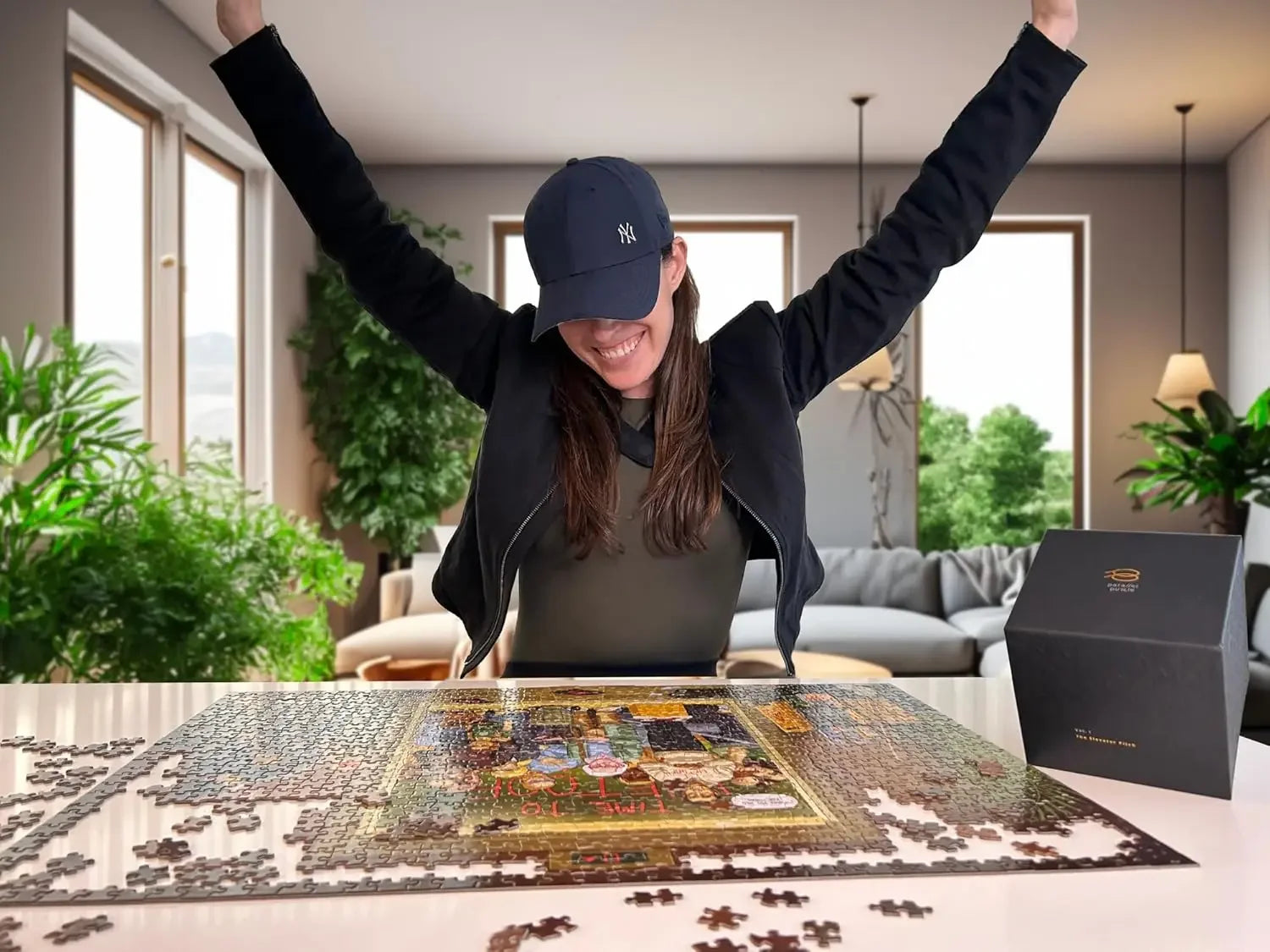 Elevator Court 300/500/1000 Pcs Jigsaw Puzzle Wooden Puzzle for Gameroom Bedroom Livingroom Party Decor Christmas Holiday Gift