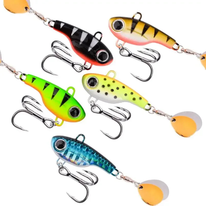 1Pc 5g 8g 11g 14g 17g 20g Spinner Bait Metal VIB Fishing Lure Rotating Tail Vibration Sequins Wobbler Trolling Bait Fishing