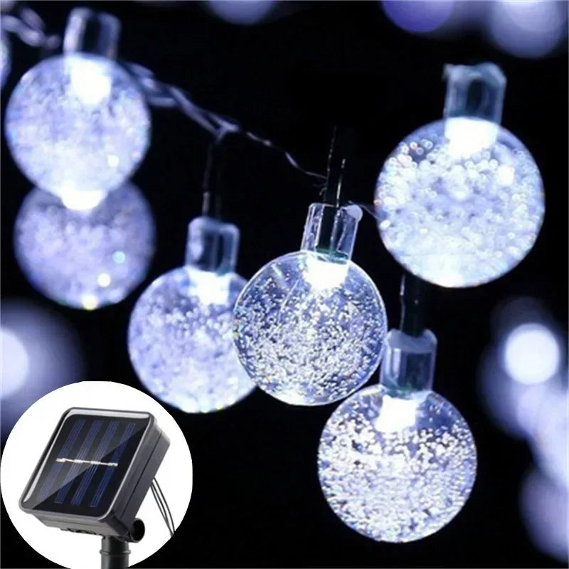 Holiday Solar Bubble String Lights 8 Lighting Modes Garden Street Tree Yard Party Christmas Outdoor Camping Parterre Decoration